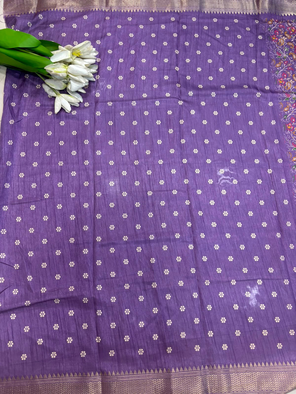 Purple Digital Print Crepe Saree Flower Design Festive Ethnic