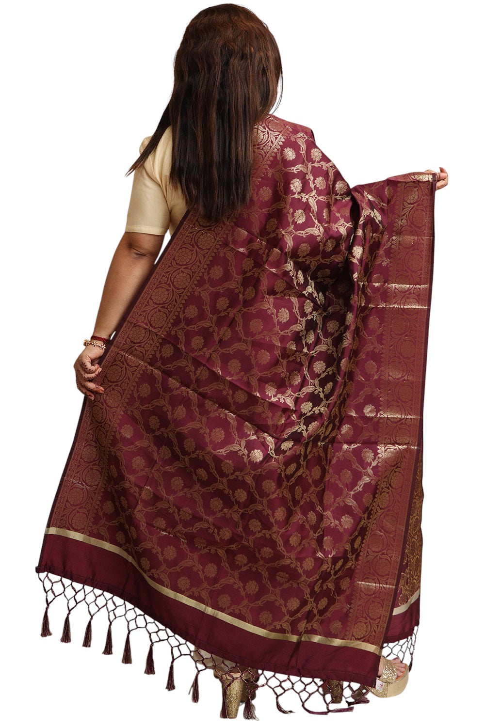 Exquisite Maroon Banarasi Silk Dupatta - Elegant and Luxurious - Taniva