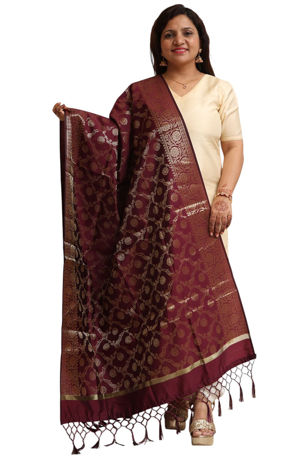 Exquisite Maroon Banarasi Silk Dupatta - Elegant and Luxurious - Taniva