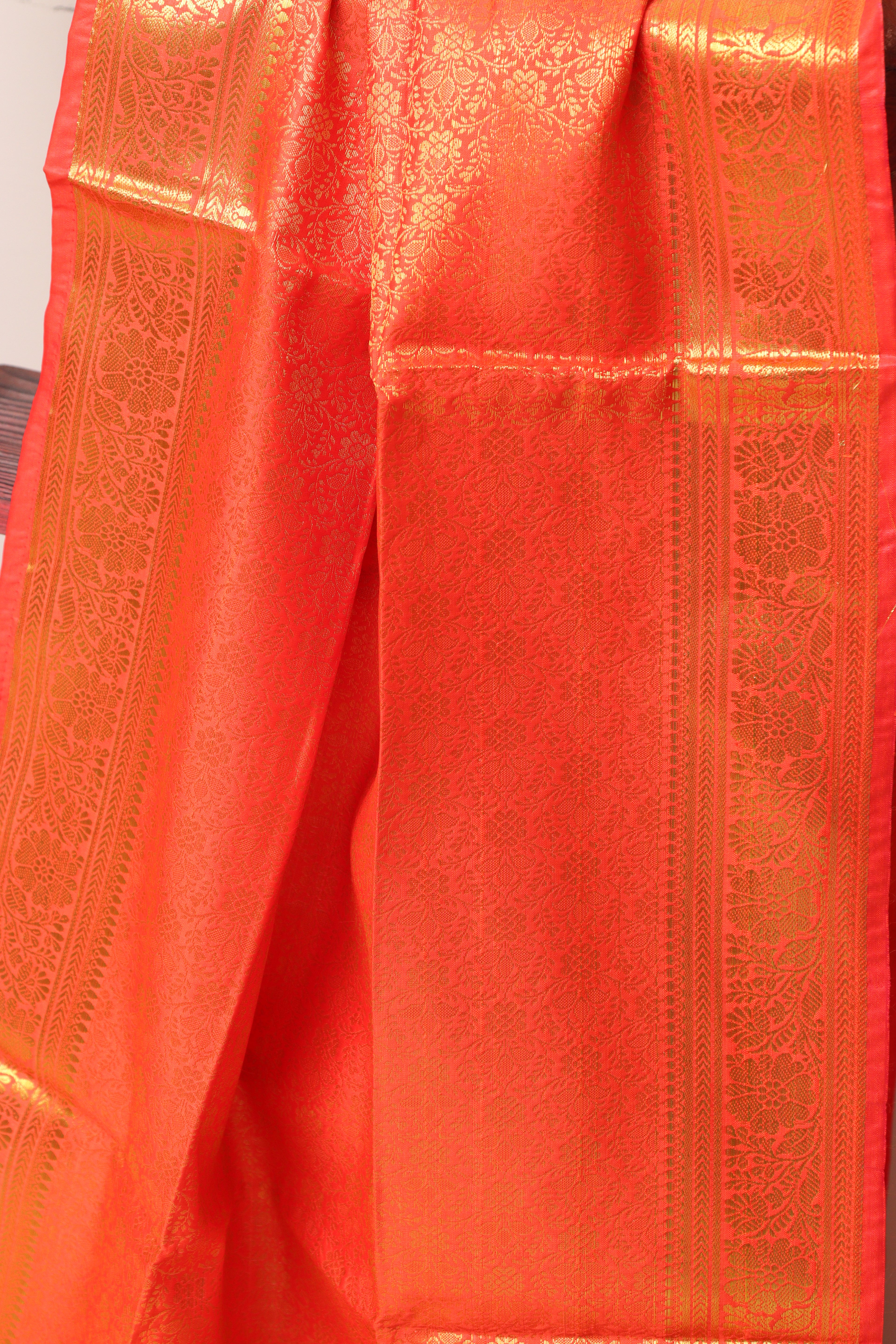Orange Banarasi Silk Fashion Stole | Stylish Wrap for Festive , College, casual parties, & Night Outs
