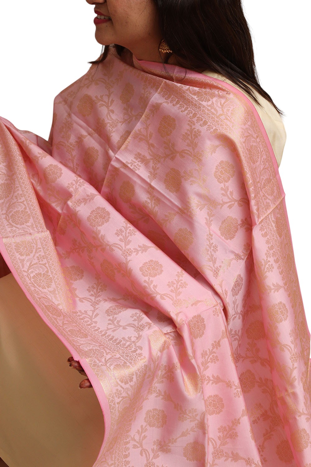 Pretty in Pink: Banarasi Silk Dupatta - with a beautifully handcrafted matching tassel - Taniva