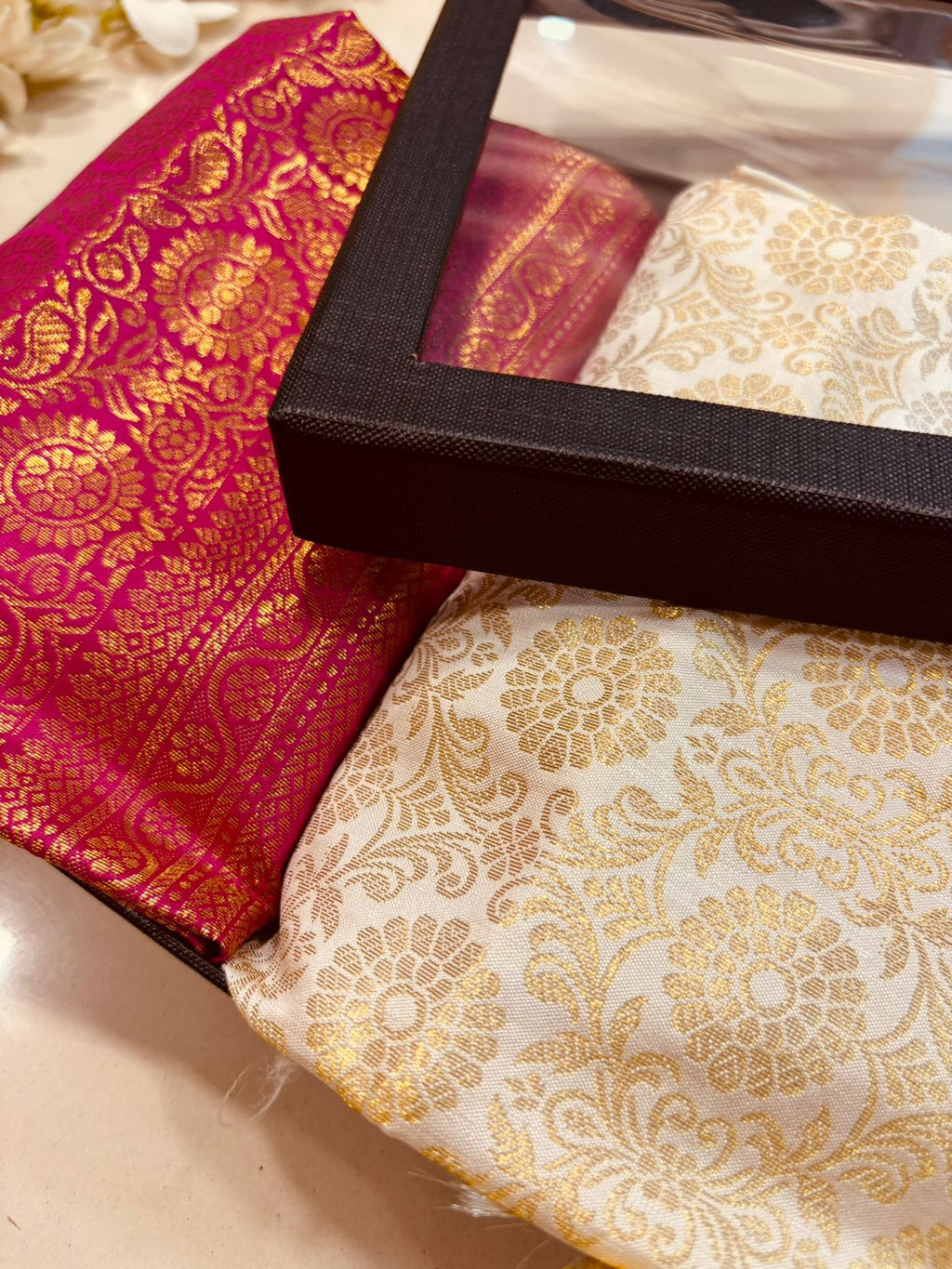 Premium Maroon and Beige Banarasi Silk Fashion Stole Gift Set of Two Stylish Wrap for Festive | College | Casual | Night Parties