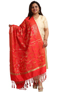 Stunning Red Banarasi Silk Dupatta - with a beautifully handcrafted matching tassel - Taniva