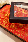 Premium Red Banarasi Silk Fashion Stole Gift Box Stylish Wrap for Festive | College | Casual | Night Parties - Luxurion World