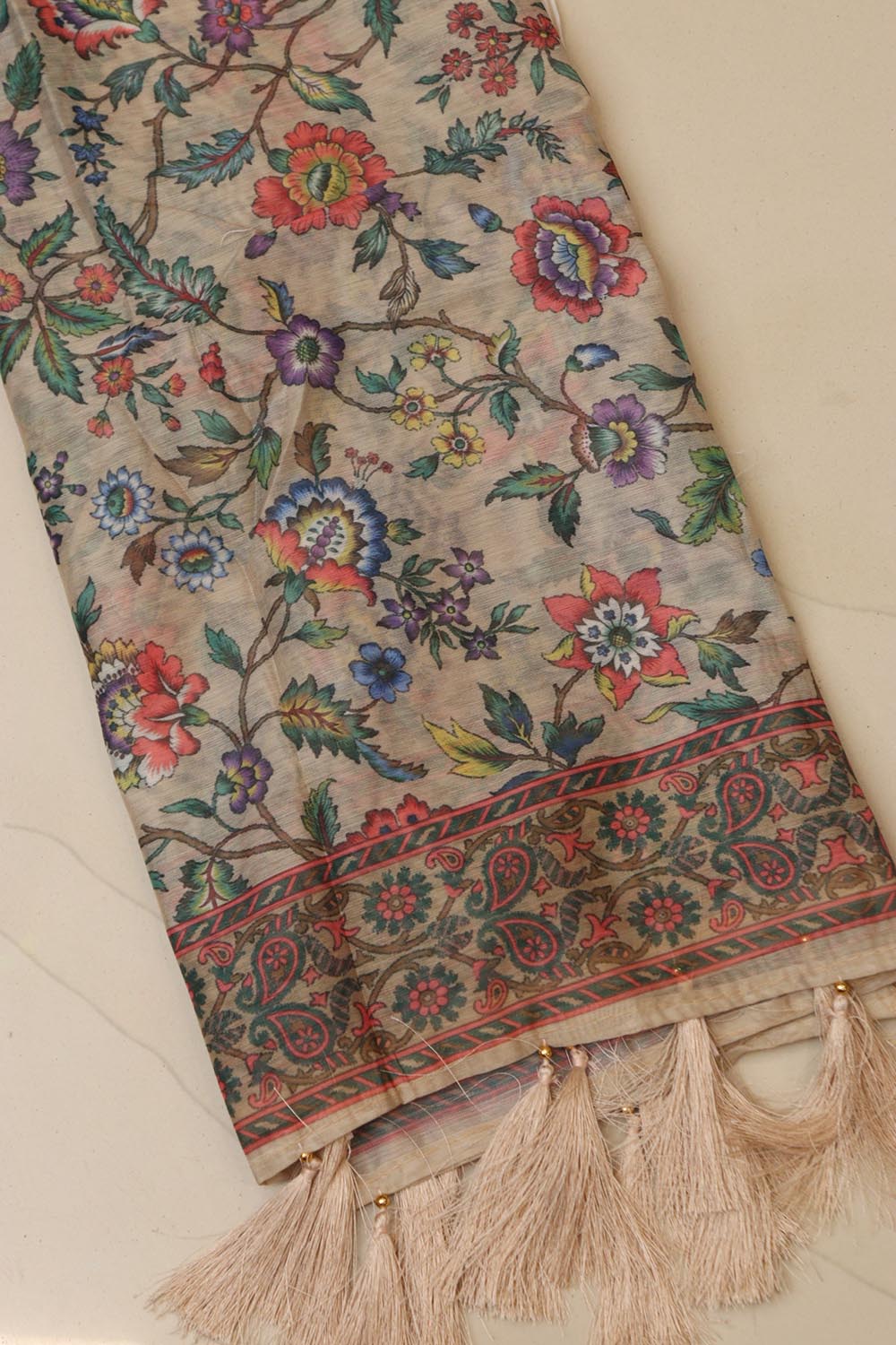 Pastel Digital Printed Chanderi Flower Design Dupatta
