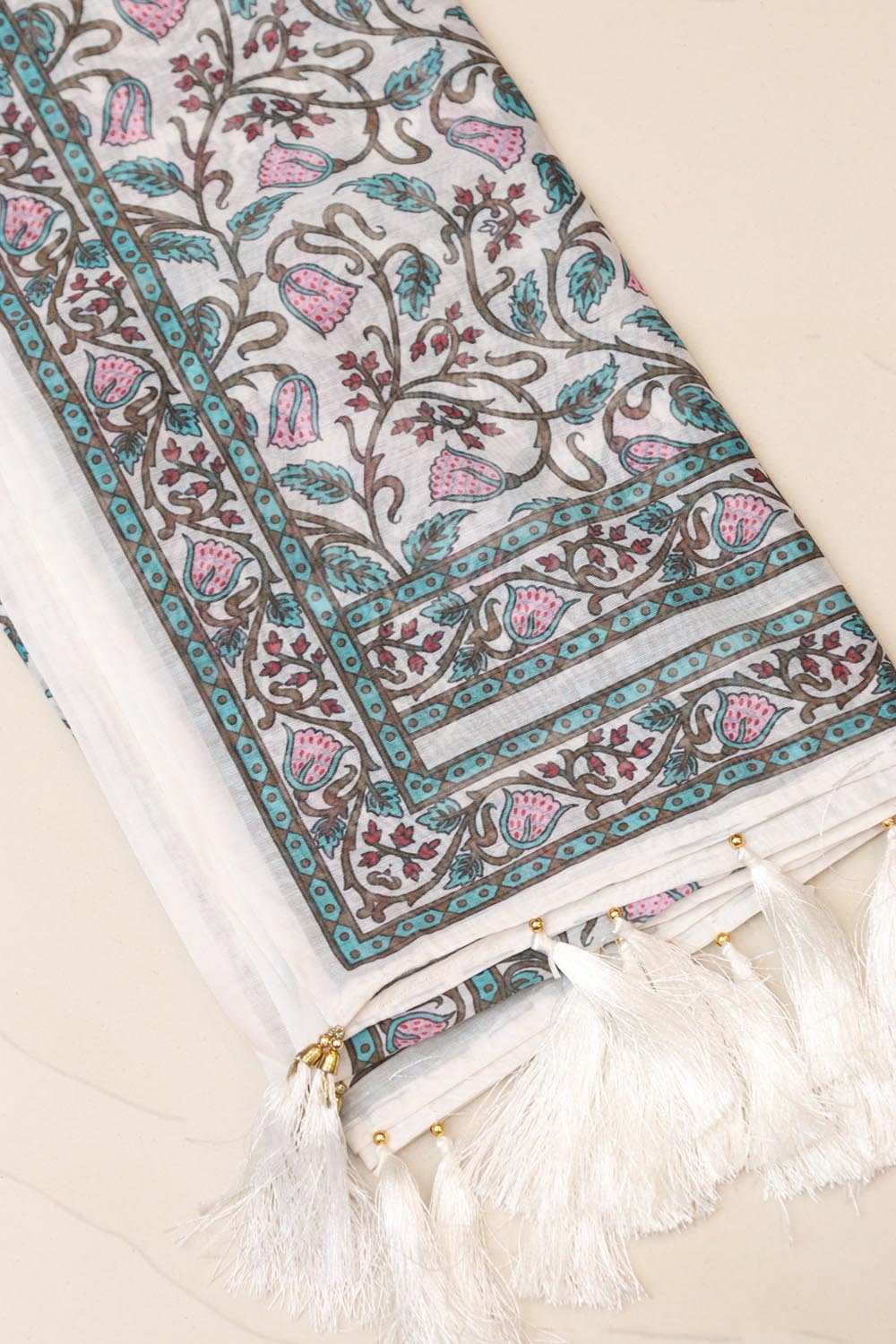Multicolor Digital Printed Chanderi Flower Design Dupatta