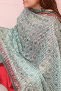 Green Digital Printed Chanderi Ajrakh Design Dupatta