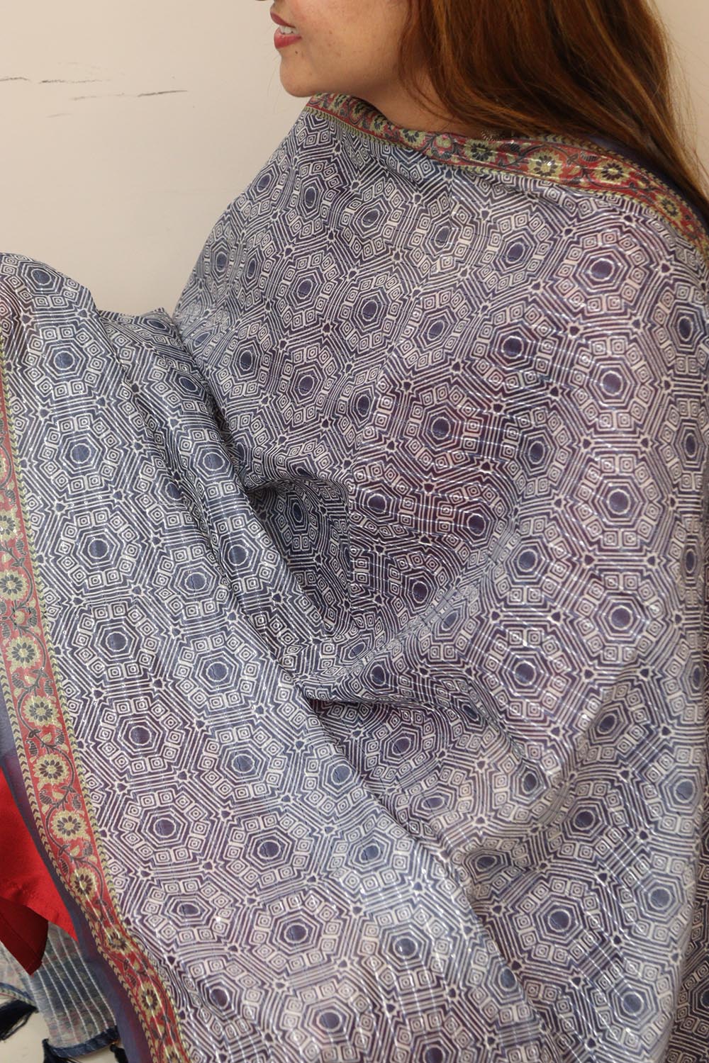 Elegant Blue Digital Printed Chanderi Dupatta with Floral Patterns for Ethnic Wear