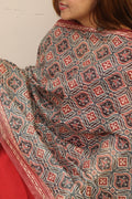 Multicolor Digital Printed Chanderi Ajrakh Design Dupatta