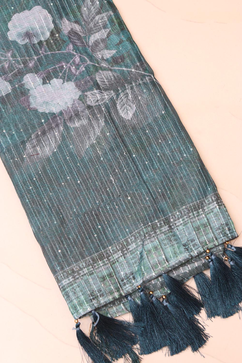 Blue Digital Printed Chanderi Dupatta