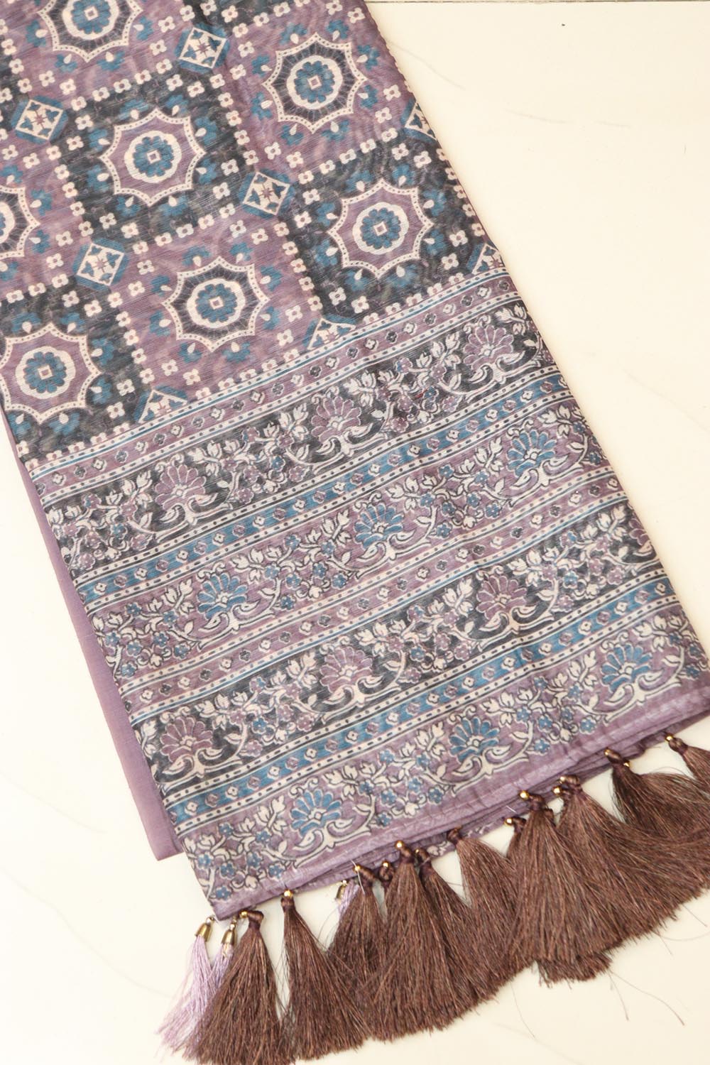 Multicolor Digital Printed Chanderi Ajrakh Design Dupatta