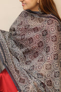 Blue Digital Printed Chanderi Ajrakh Design Dupatta