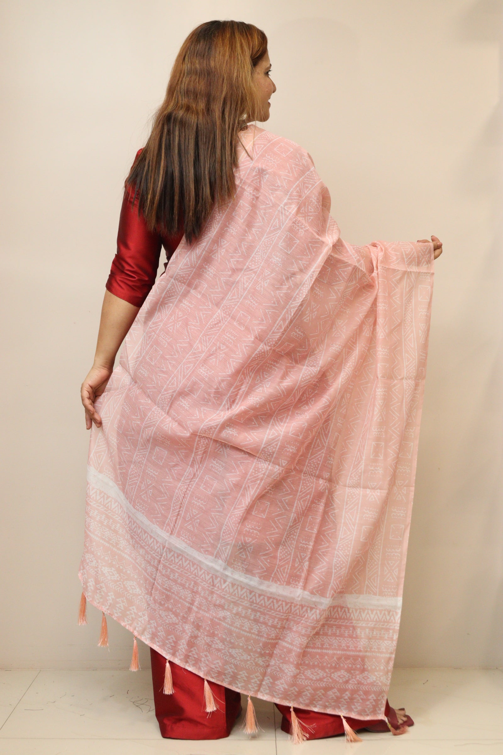 Peach Digital Printed Chanderi Dupatta