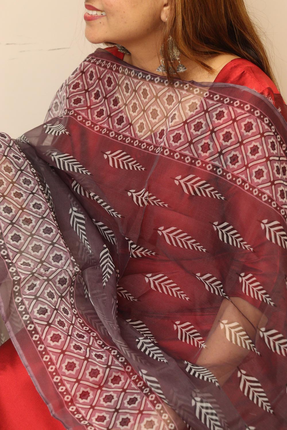 Multicolor Digital Printed Organza Dupatta