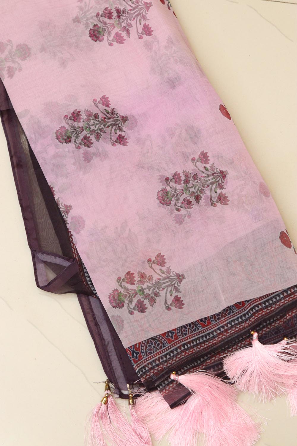 Pink Digital Printed Organza Dupatta