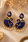 Royal Peacock Art Pearl Earrings Festive Ethnic Statement