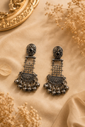 Oxidised Black Stone Ghungroo Dangle Earrings