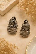 Oxidised Elephant Motif Statement Earrings