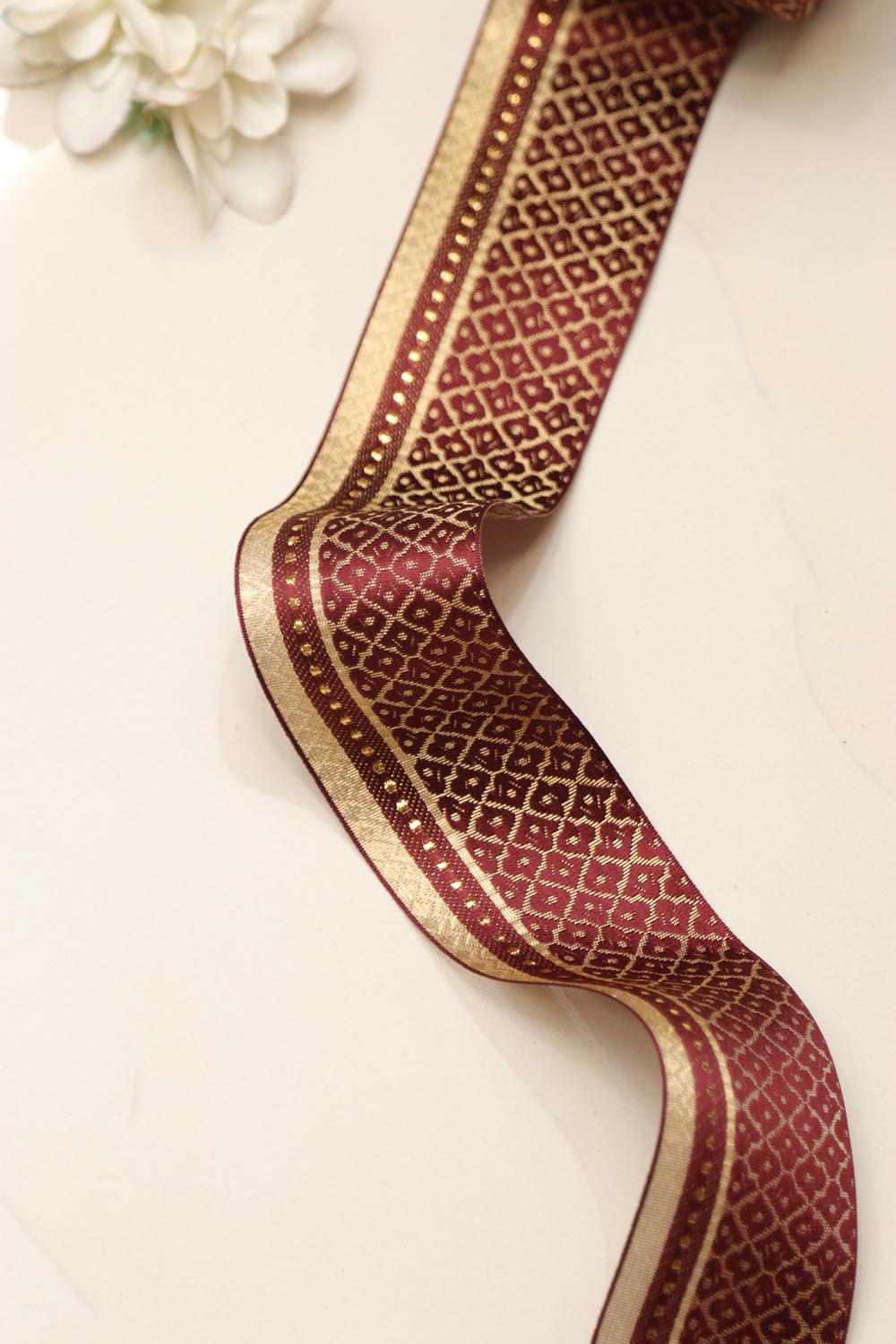 Red Maroon Banarasi Silk Border Lace (L 9 Mtrs W 2.25 inch )
