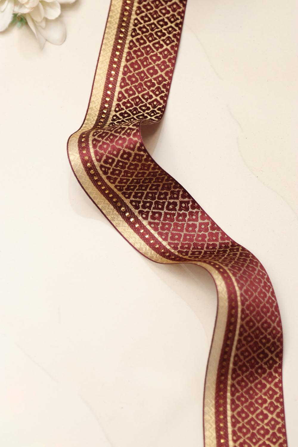 Red Maroon Banarasi Silk Border Lace (L 9 Mtrs W 2.25 inch )