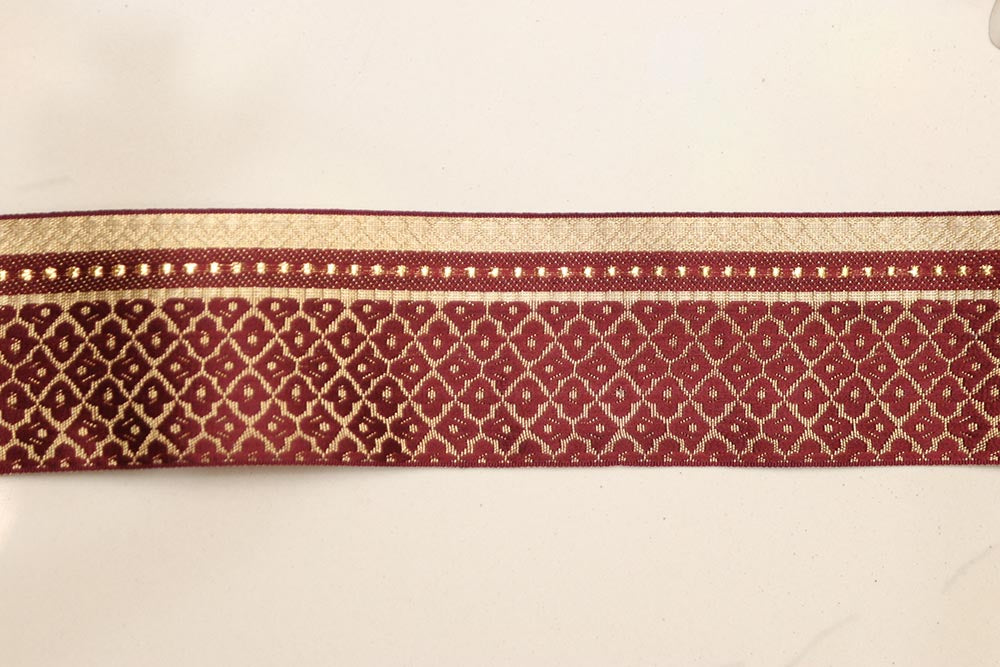 Red Maroon Banarasi Silk Border Lace (L 9 Mtrs W 2.25 inch )