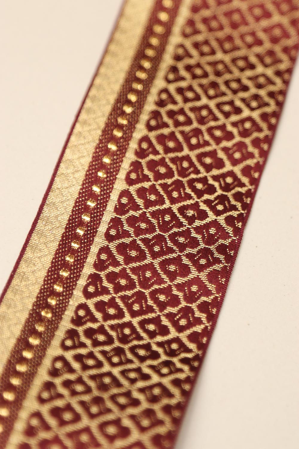 Red Maroon Banarasi Silk Border Lace (L 9 Mtrs W 2.25 inch )