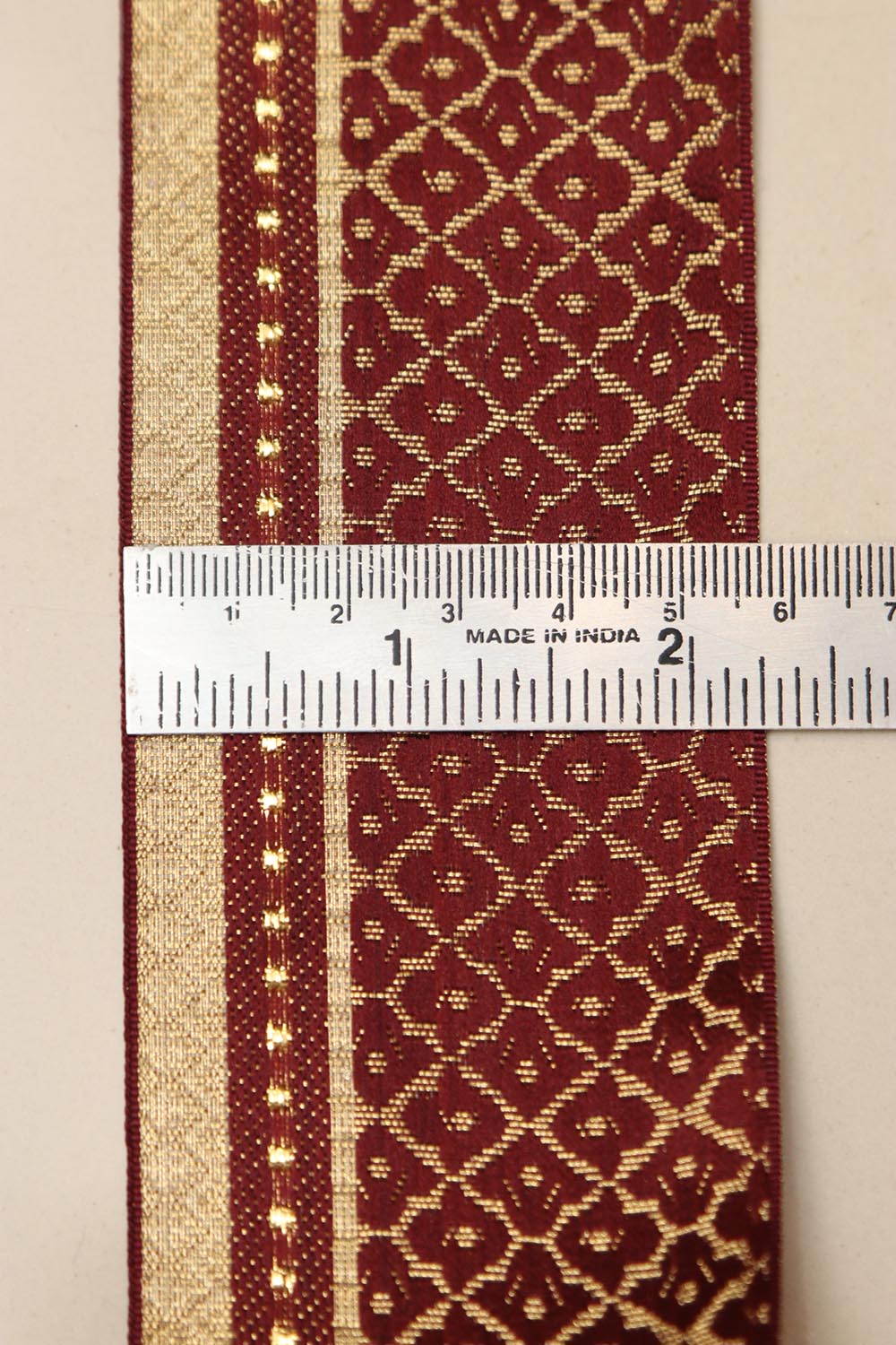 Red Maroon Banarasi Silk Border Lace (L 9 Mtrs W 2.25 inch )