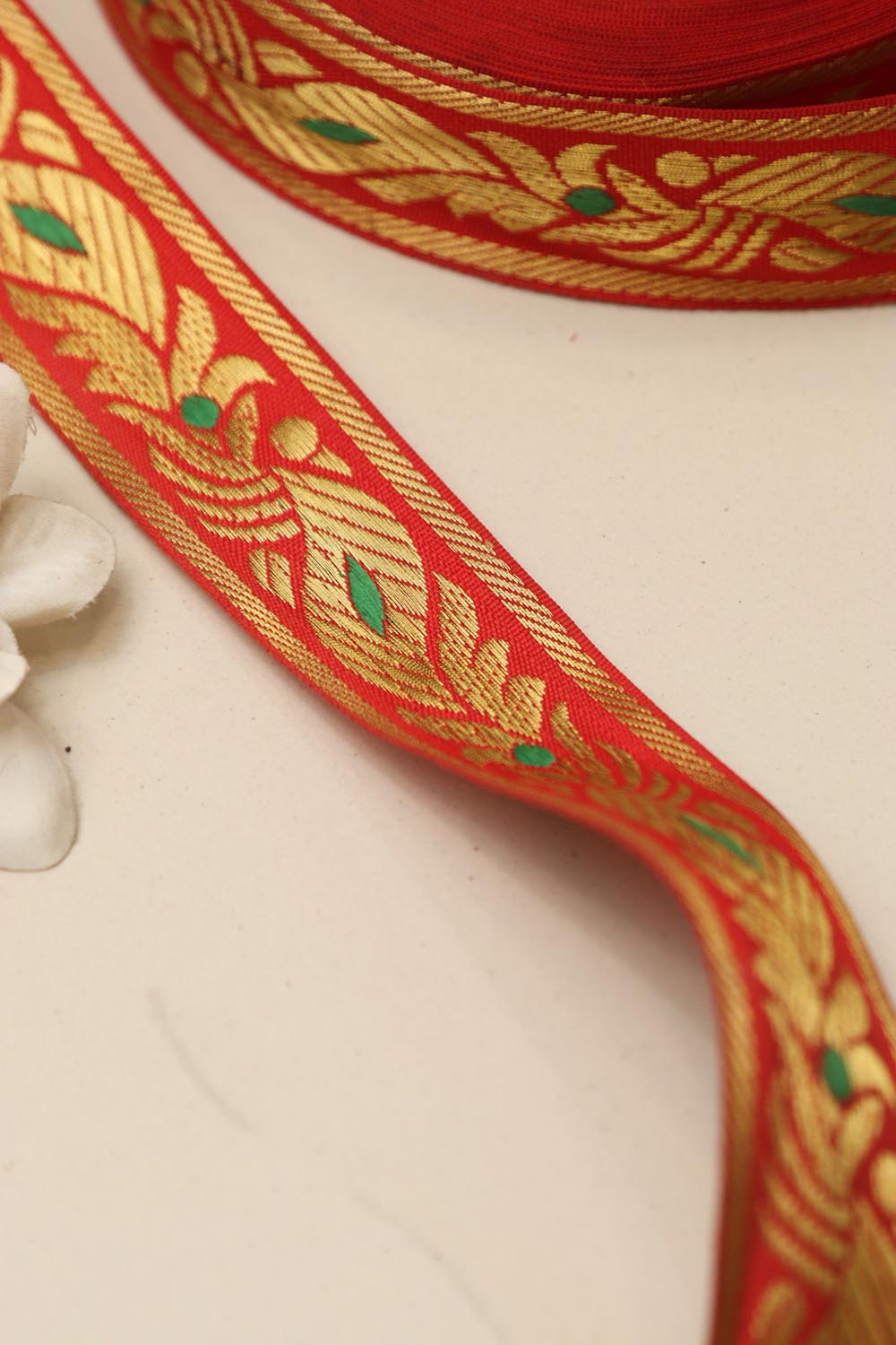 Red Banarasi Silk Border Lace (L 9 Mtrs W 1.5 inch )