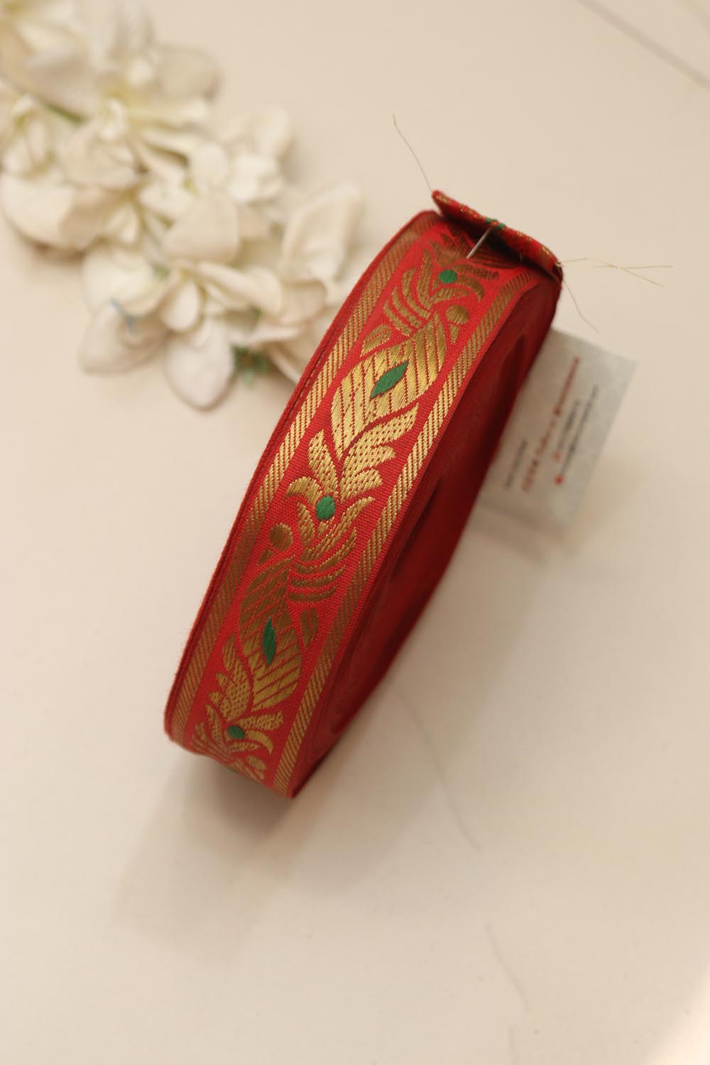 Red Banarasi Silk Border Lace (L 9 Mtrs W 1.5 inch )