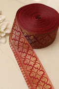 Red Banarasi Silk Border Lace (L 9 mtrs W 2.25 inch  )