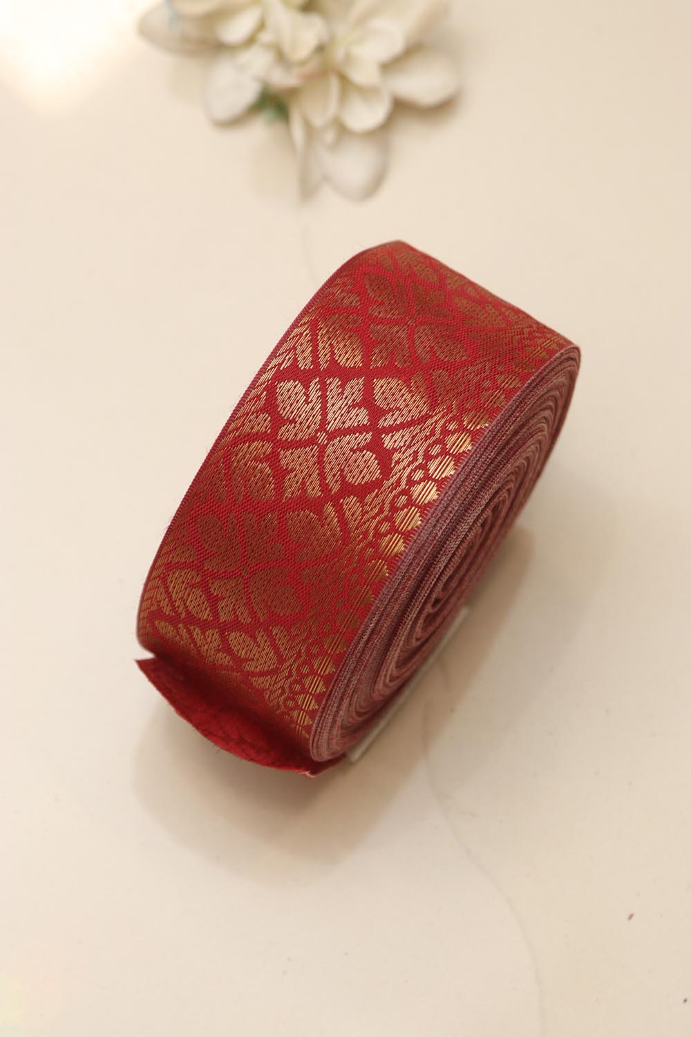 Red Banarasi Silk Border Lace (L 9 mtrs W 2.25 inch  )