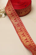 Red Banarasi Silk Border Lace (L 9 mtrs W 2 inch )