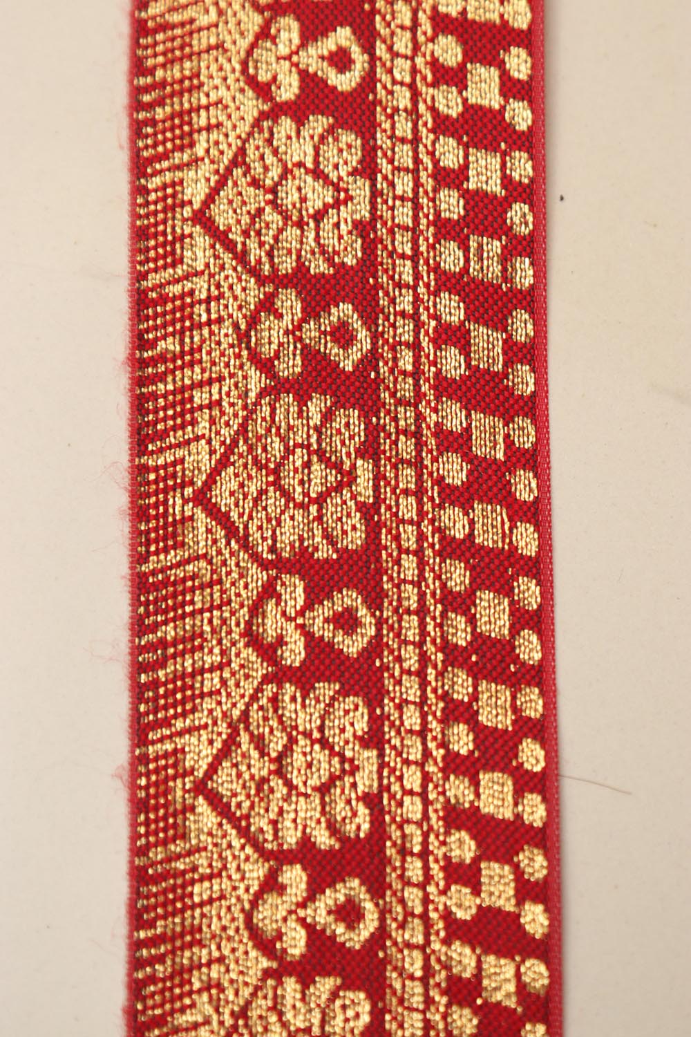 Red Banarasi Silk Border Lace (L 9 mtrs W 2 inch )