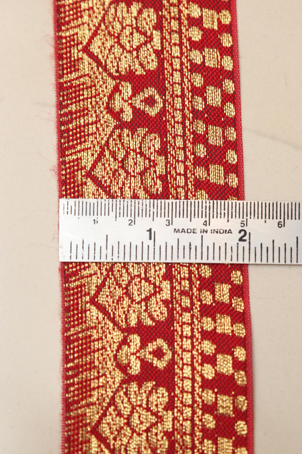 Red Banarasi Silk Border Lace (L 9 mtrs W 2 inch )