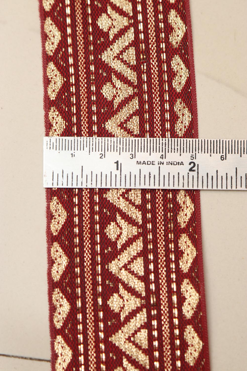 Maroon Banarasi Silk Border Lace (L 9 Mtrs W 2 inch )