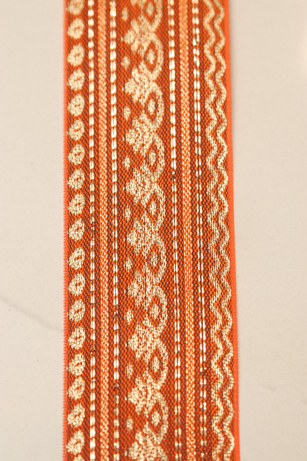 Orange Banarasi Silk Border Lace (L 9 mtrs W 2 inch  )