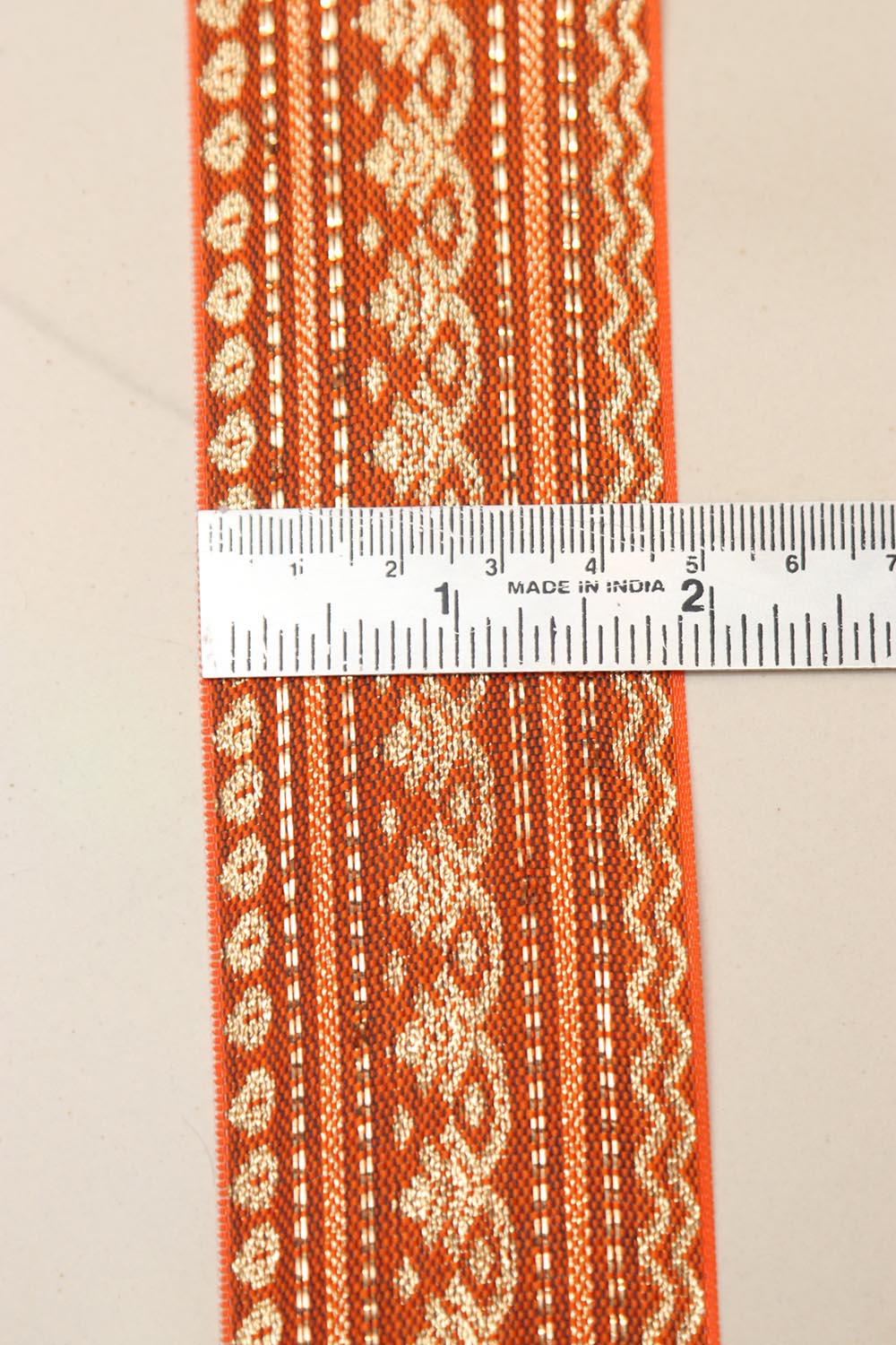 Orange Banarasi Silk Border Lace (L 9 mtrs W 2 inch  )