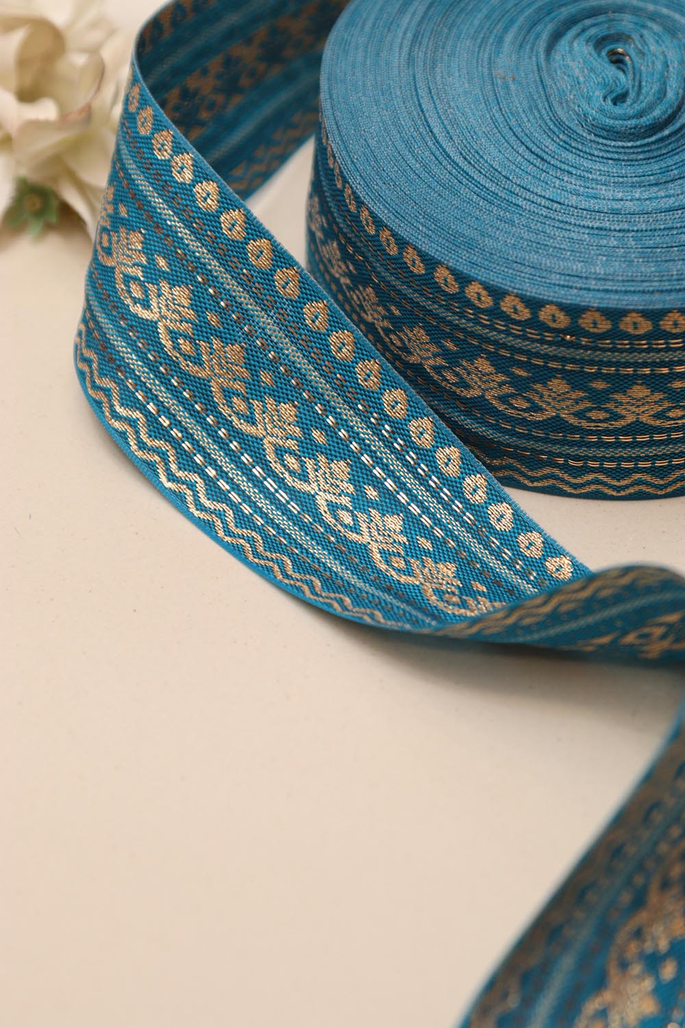 Blue Banarasi Silk Border Lace (L 9 Mtrs W 2 inch )