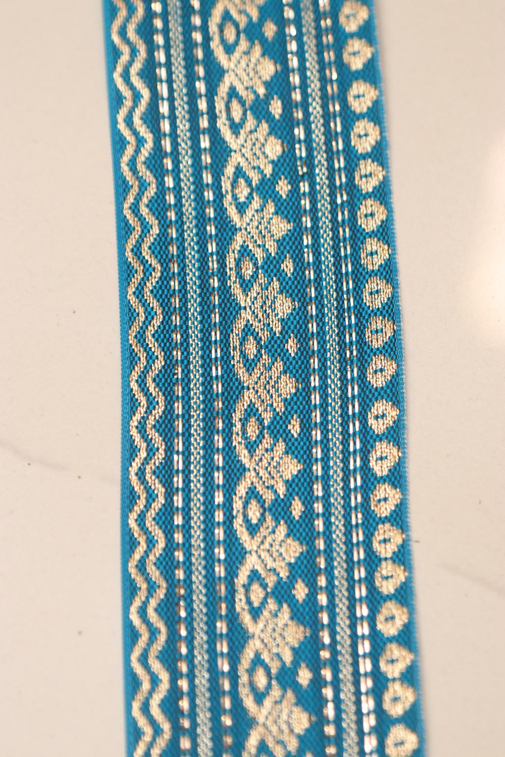 Blue Banarasi Silk Border Lace (L 9 Mtrs W 2 inch )