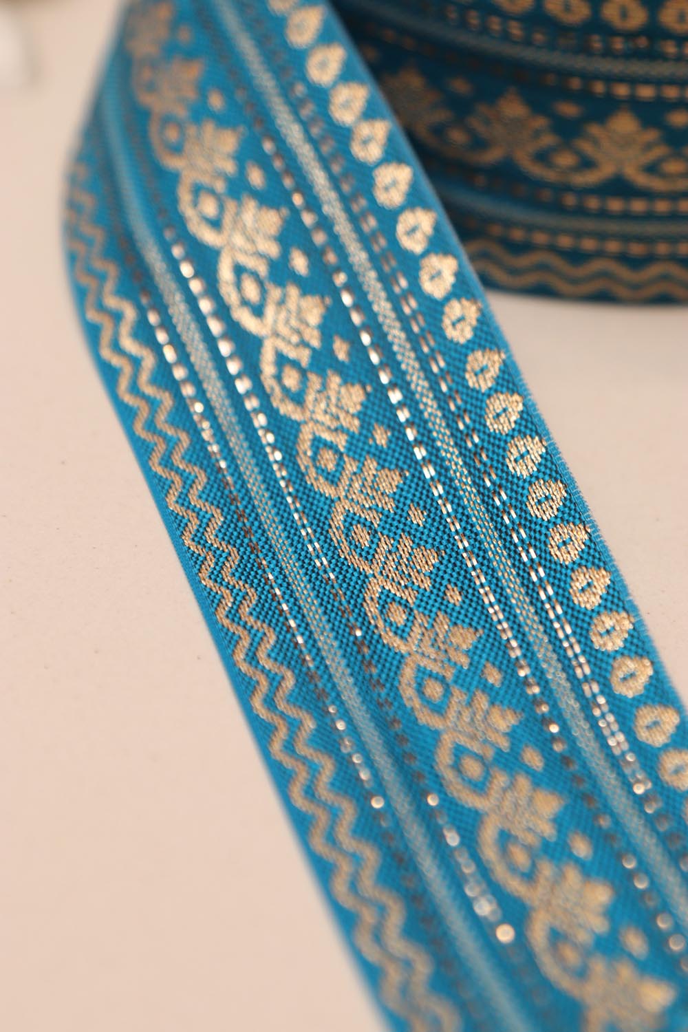 Blue Banarasi Silk Border Lace (L 9 Mtrs W 2 inch )