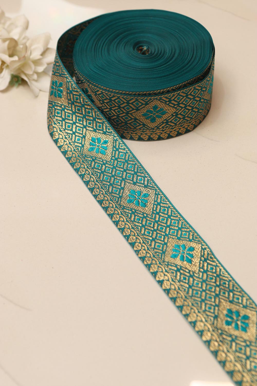 Blue Banarasi Silk Border Lace (L 9 Mtrs W 2 inch )