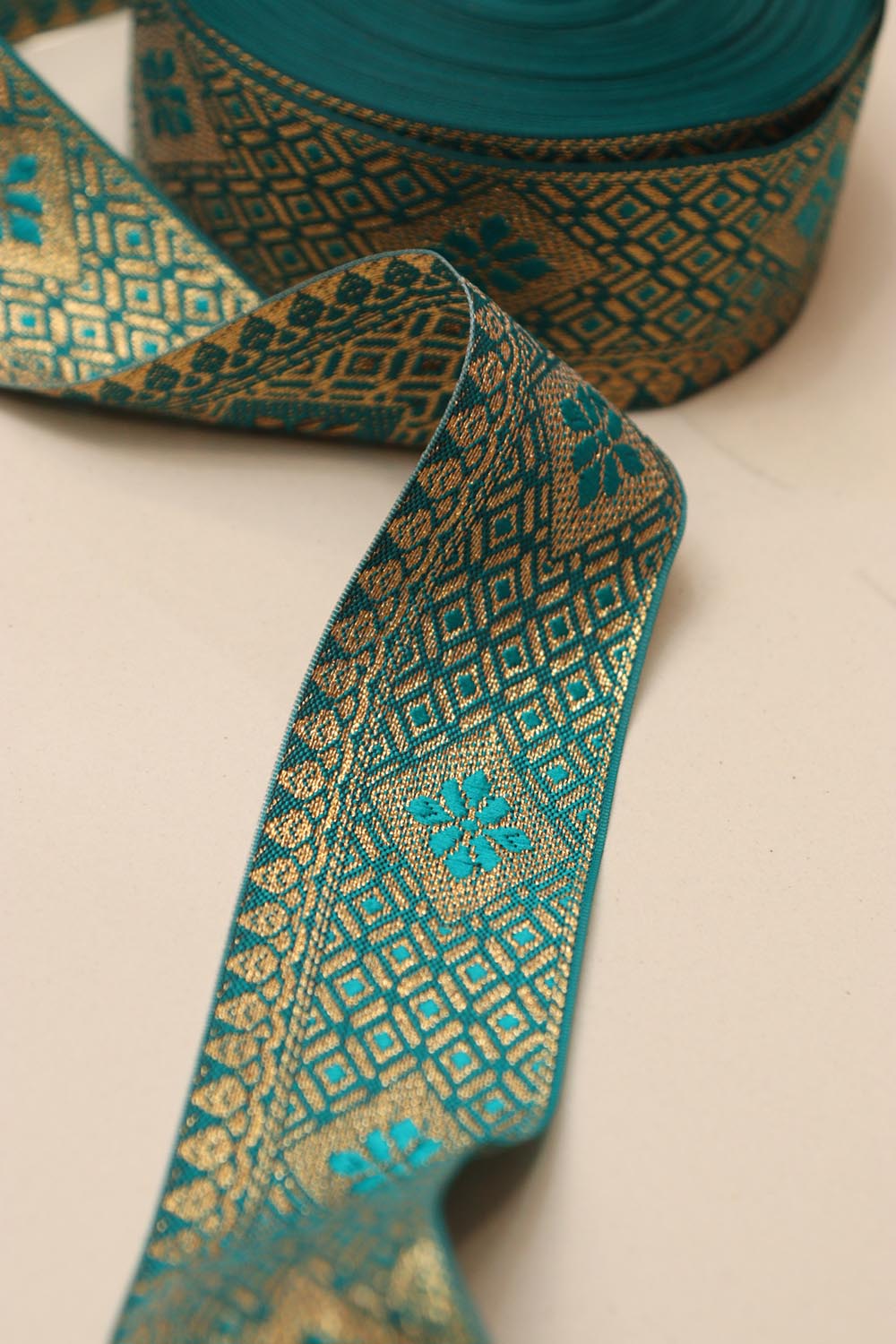 Blue Banarasi Silk Border Lace (L 9 Mtrs W 2 inch )