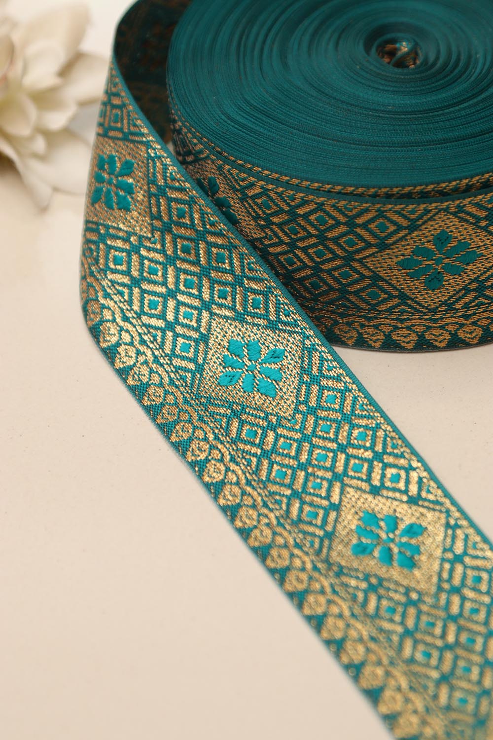Blue Banarasi Silk Border Lace (L 9 Mtrs W 2 inch )