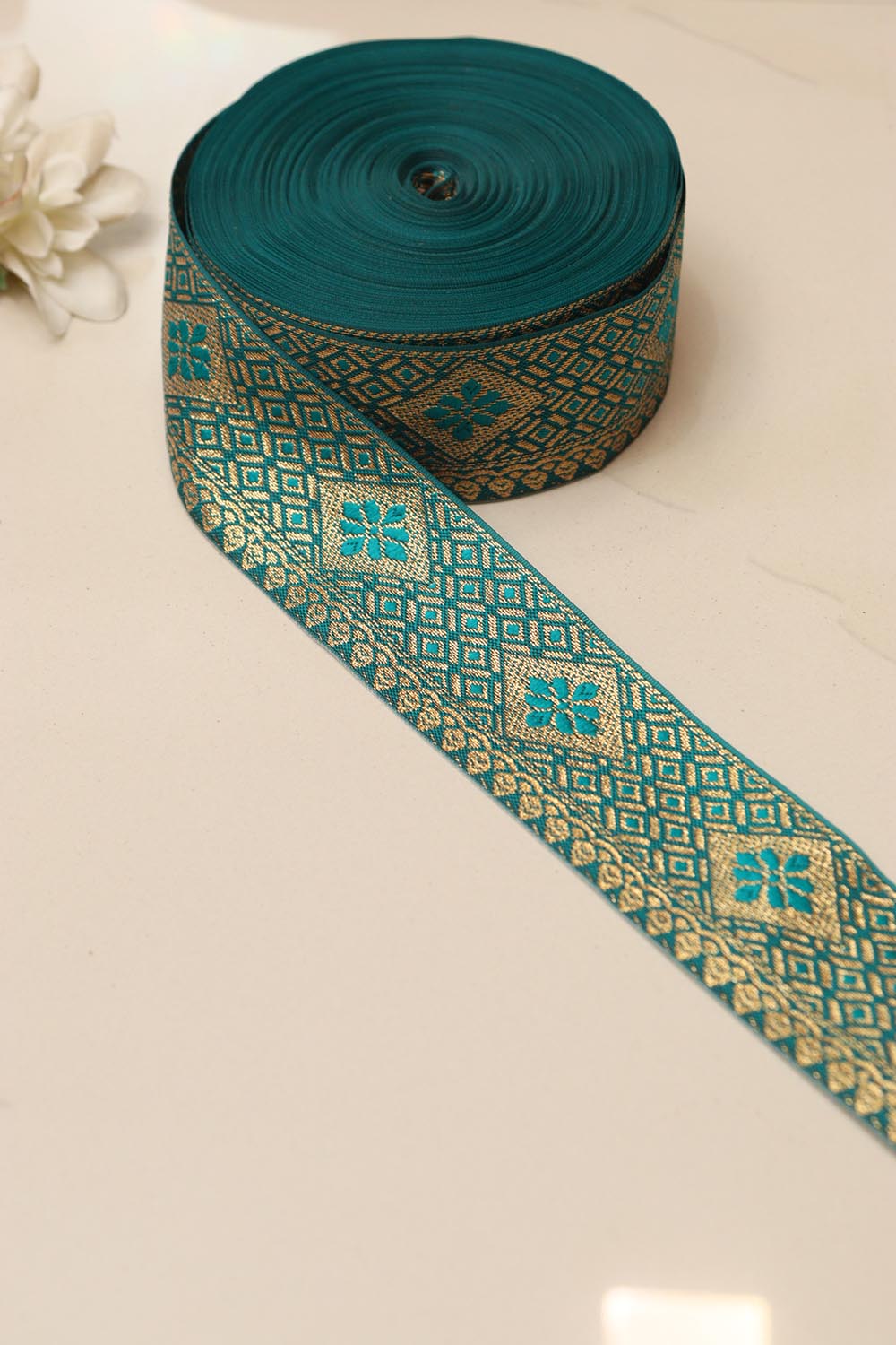 Blue Banarasi Silk Border Lace (L 9 Mtrs W 2 inch )