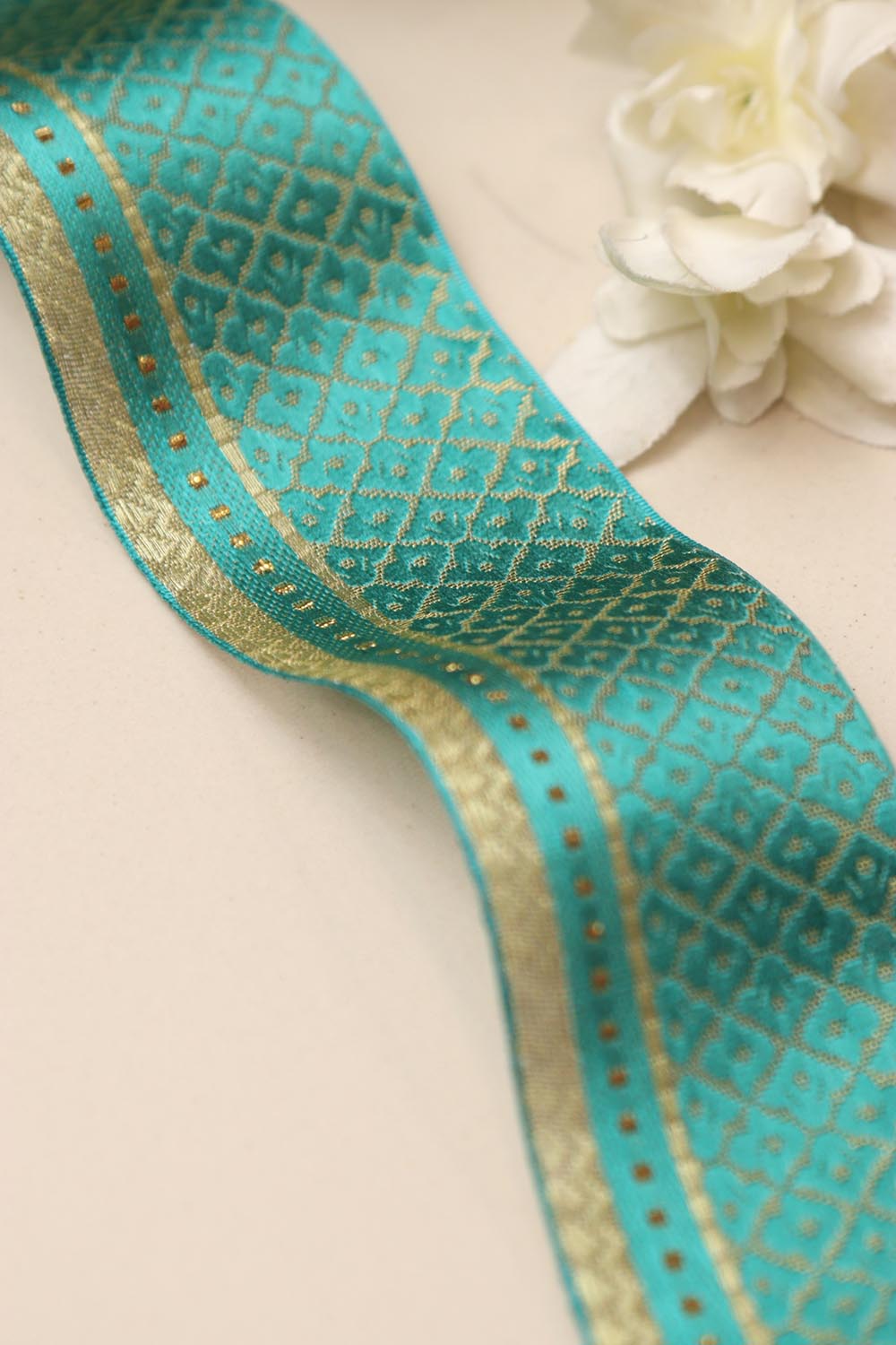 Blue Banarasi Silk Border Lace – 2 Inch x 9 Mtrs – For Sarees, Kurtas & Home Decor