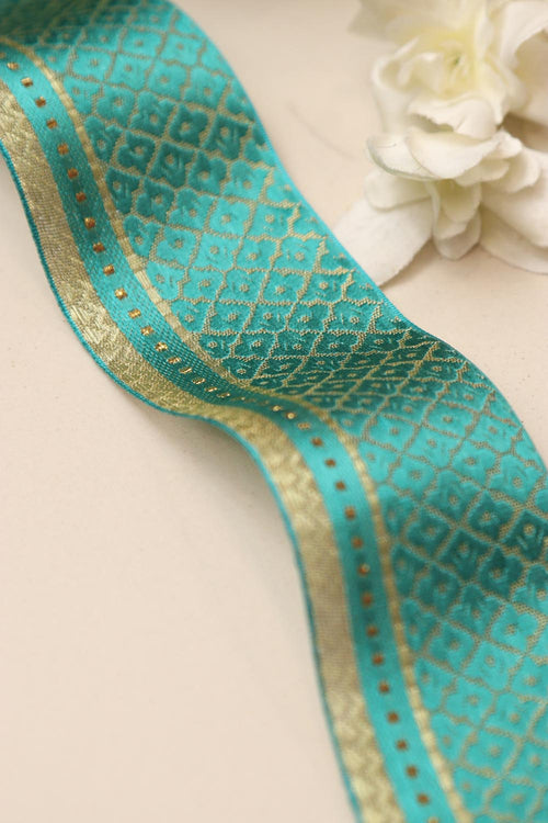 Blue Banarasi Silk Border Lace – 2 Inch x 9 Mtrs – For Sarees, Kurtas & Home Decor
