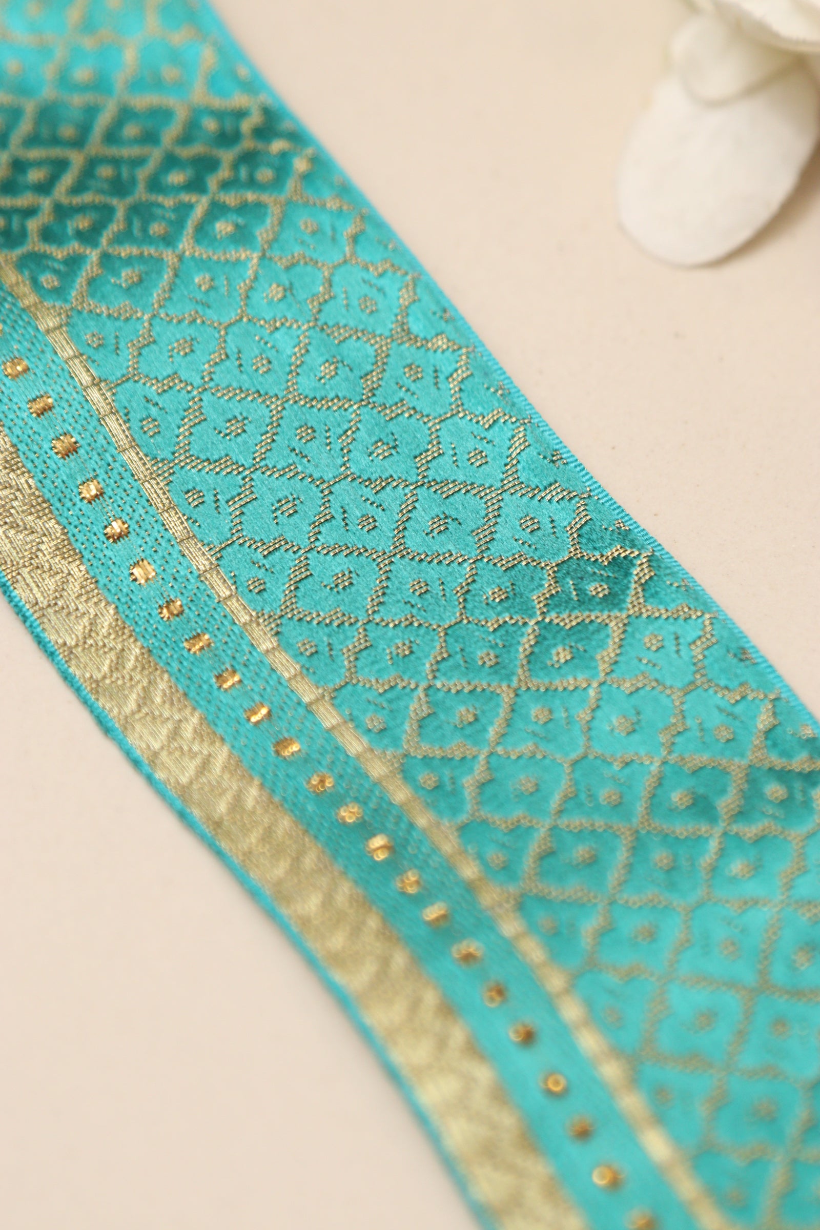 Blue Banarasi Silk Border Lace – 2 Inch x 9 Mtrs – For Sarees, Kurtas & Home Decor