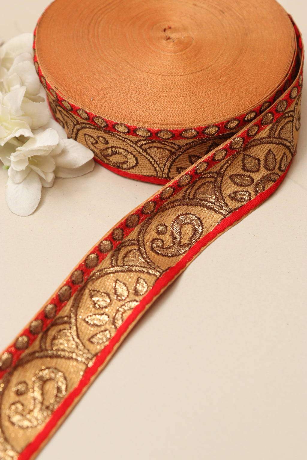 Golden Banarasi Silk Border Lace (L 9 mtrs W 2 inch )