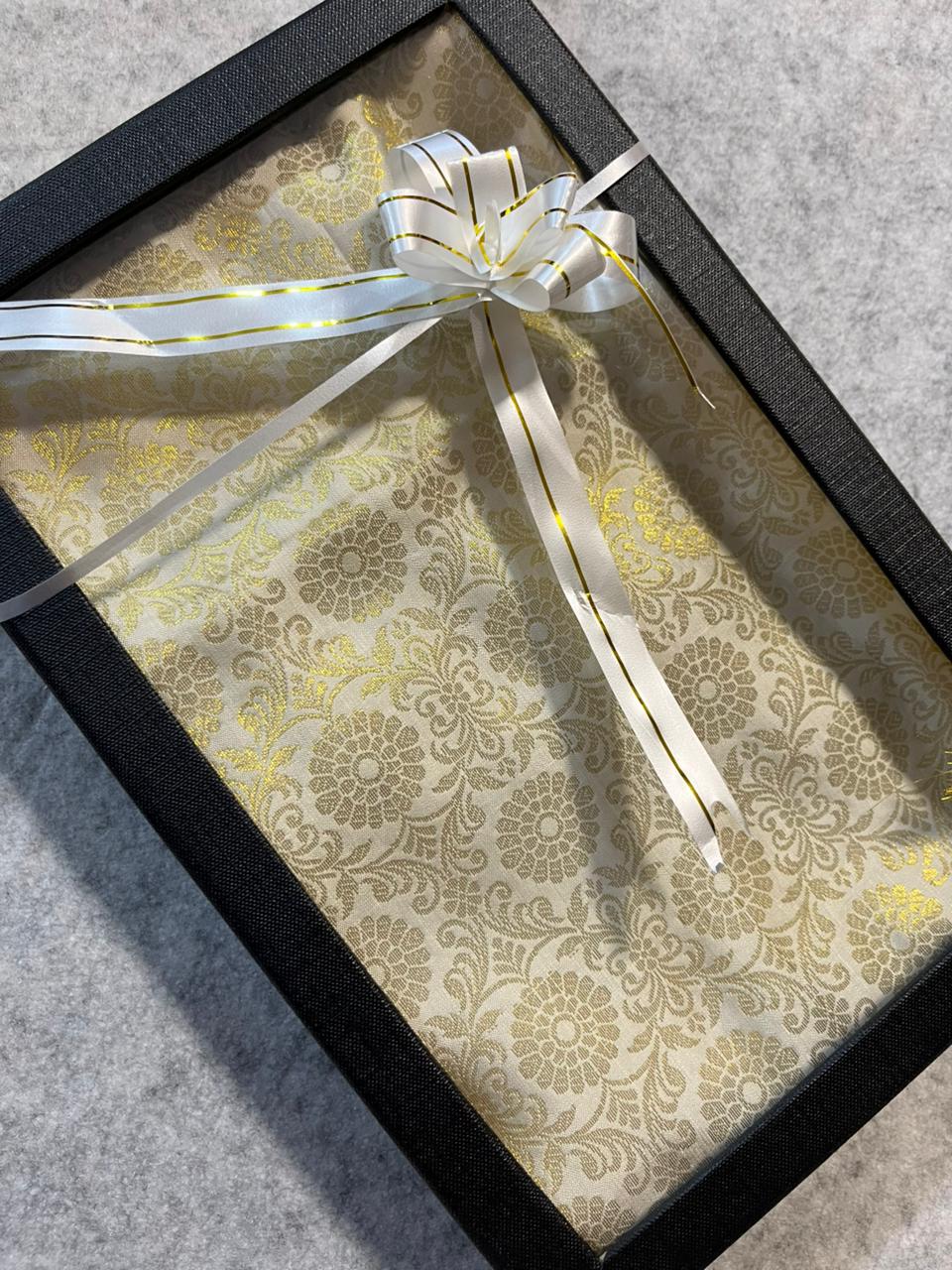 Premium White Banarasi Silk Fashion Stole Gift Box Stylish Wrap for Festive | College | Casual | Night Parties - Luxurion World