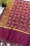 Maroon Banarasi Silk Dupatta – Rich Bridal Hue with Handcrafted Tassel